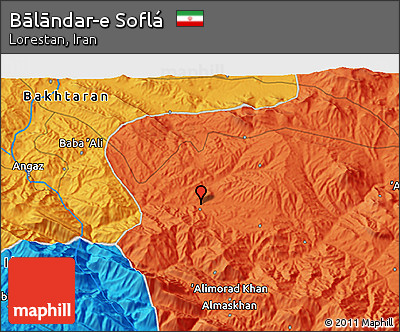 Political 3D Map of Bālāndar-e Soflá