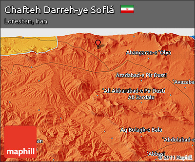 Political 3D Map of Chafteh Darreh-ye Soflá
