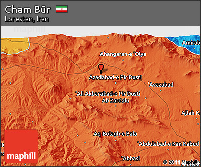 Political 3D Map of Cham Būr