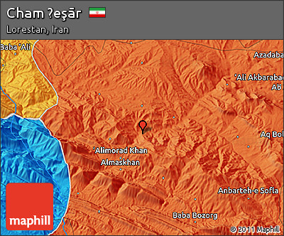 Political 3D Map of Cham Ḩeşār