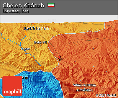 Political 3D Map of Cheleh Khāneh