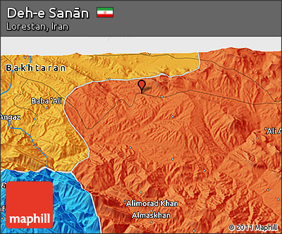 Political 3D Map of Deh-e Sanān