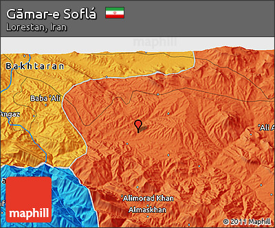 Political 3D Map of Gāmar-e Soflá