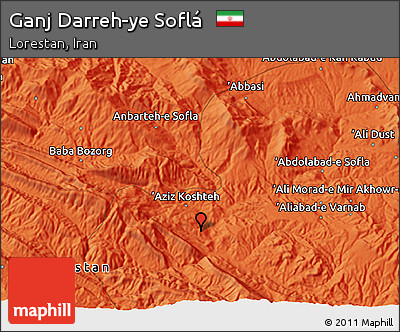 Political 3D Map of Ganj Darreh-ye Soflá