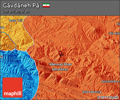 Political 3D Map of Gāvdāneh Pā