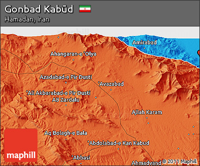 Political 3D Map of Gonbad Kabūd