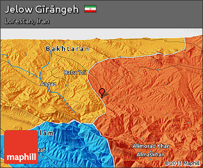 Political 3D Map of Jelow Gīrāngeh