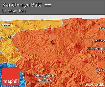 Political 3D Map of Kanūleh-ye Bālā