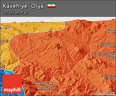 Political 3D Map of Kāveh-ye `Olyā