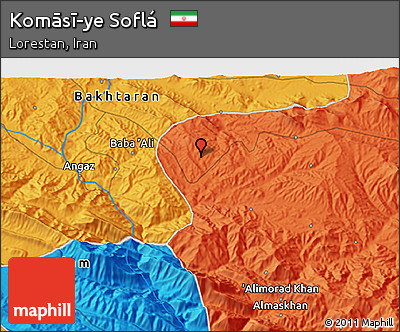 Political 3D Map of Komāsī-ye Soflá