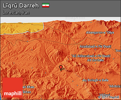 Political 3D Map of Līqrū Darreh