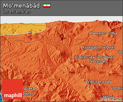 Political 3D Map of Mo'menābād