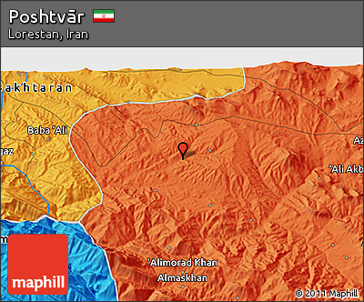 Political 3D Map of Poshtvār