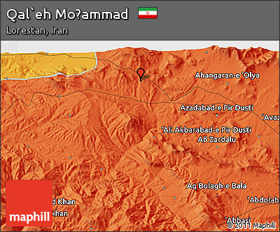 Political 3D Map of Qal`eh Moḩammad