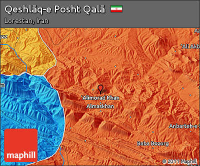 Political 3D Map of Qeshlāq-e Posht Qalā