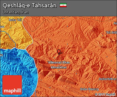 Political 3D Map of Qeshlāq-e Tahsarān