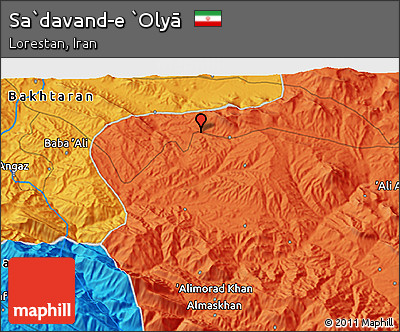 Political 3D Map of Sa`davand-e `Olyā