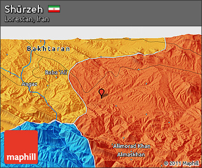 Political 3D Map of Shūrzeh
