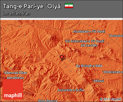 Political 3D Map of Tang-e Parī-ye `Olyā