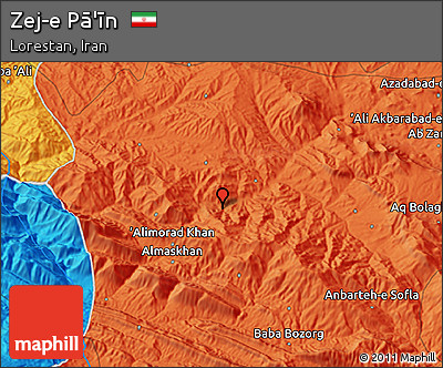 Political 3D Map of Zej-e Pā'īn