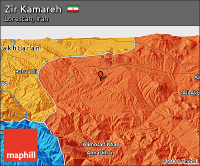 Political 3D Map of Zīr Kamareh