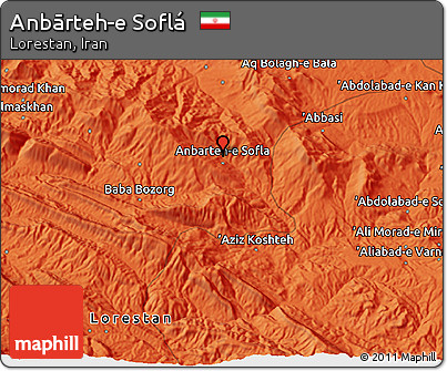 Political 3D Map of Anbārteh-e Soflá
