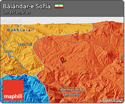 Political 3D Map of Bālāndar-e Soflá