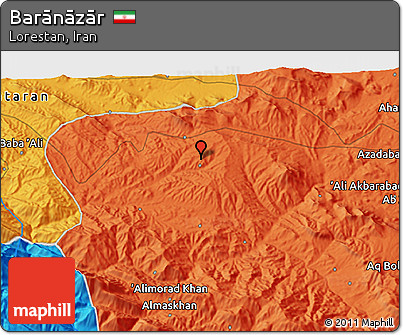 Political 3D Map of Barānāzār