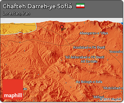 Political 3D Map of Chafteh Darreh-ye Soflá