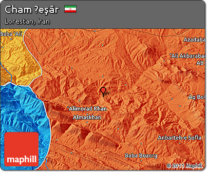 Political 3D Map of Cham Ḩeşār