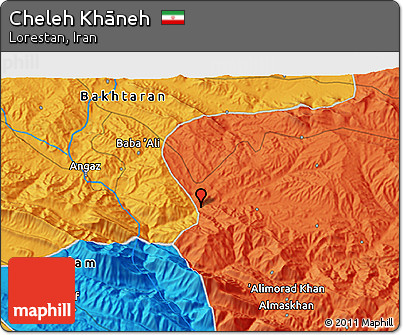 Political 3D Map of Cheleh Khāneh