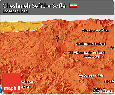 Political 3D Map of Cheshmeh Sefīd-e Soflá