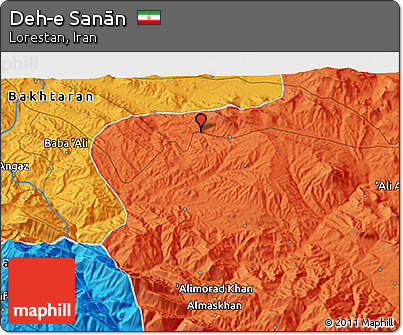 Political 3D Map of Deh-e Sanān