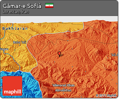 Political 3D Map of Gāmar-e Soflá