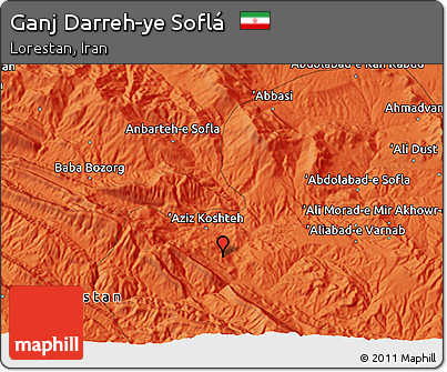 Political 3D Map of Ganj Darreh-ye Soflá