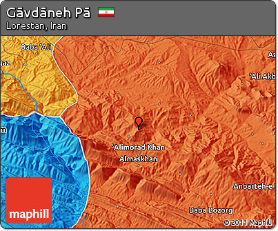 Political 3D Map of Gāvdāneh Pā