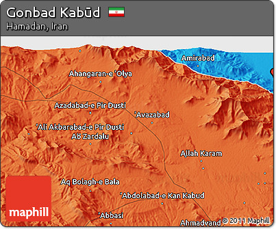 Political 3D Map of Gonbad Kabūd