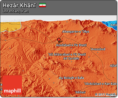 Political 3D Map of Hezār Khānī