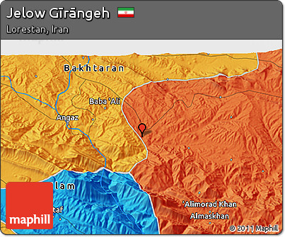 Political 3D Map of Jelow Gīrāngeh