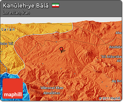 Political 3D Map of Kanūleh-ye Bālā