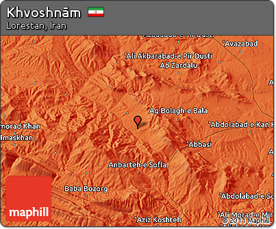 Political 3D Map of Khvoshnām