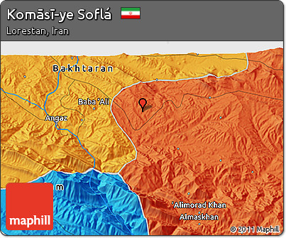 Political 3D Map of Komāsī-ye Soflá