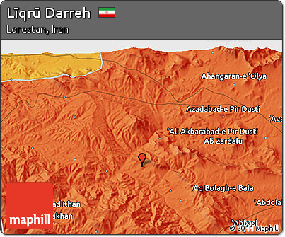 Political 3D Map of Līqrū Darreh