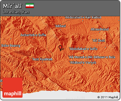 Political 3D Map of Mīr`alī