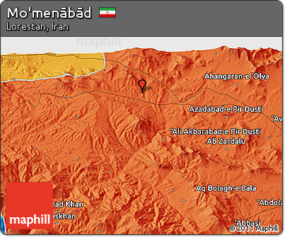 Political 3D Map of Mo'menābād