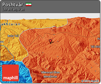 Political 3D Map of Poshtvār