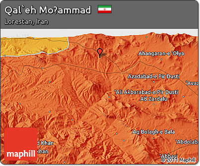 Political 3D Map of Qal`eh Moḩammad