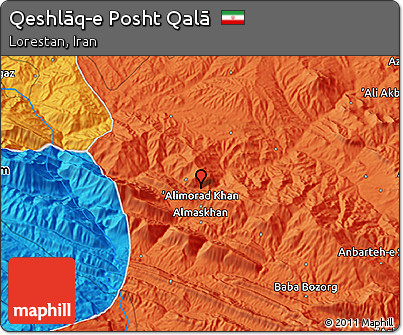 Political 3D Map of Qeshlāq-e Posht Qalā