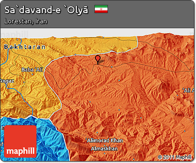Political 3D Map of Sa`davand-e `Olyā