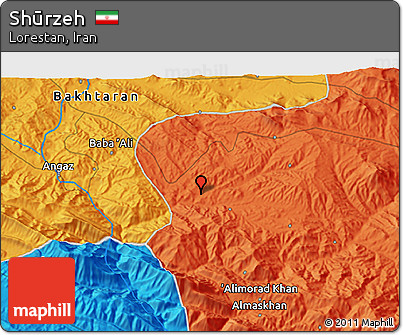 Political 3D Map of Shūrzeh